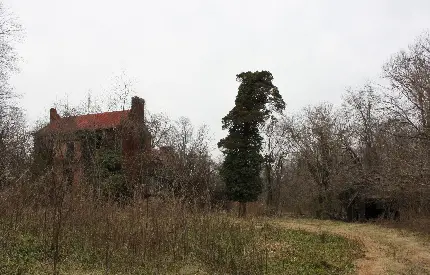 پس زمینه ای ترسناک از مزرعه ی دور افتاده و کلبه ی متروکه