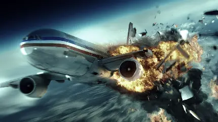 عکس فانتزی لحظه انفجار کابین های هواپیمای غول پیکر در آسمان