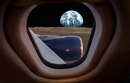 تصویر جالب و دیدنی کره زمین از روی ماه پشت پنجره فضاپیما