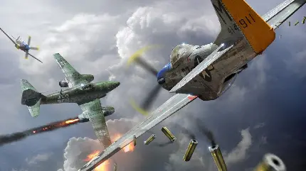 بک گراند فوق خفن هواپیماهای جنگی در حال تیر اندازی در آسمان