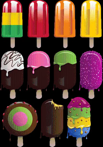 نقاشی شیک از بستنی های لذیذ توپکی برای چاپ و طراحی