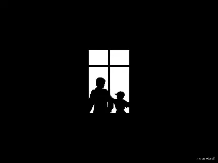 دانلود تصویر جالب سیاه و سفید پدر و پسری با کیفیت خوب  