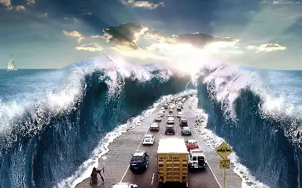 باحالترین و خفن ترین عکس از عبور ماشین ها با بازشدن آب دریا