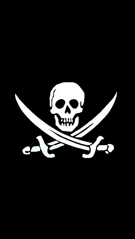 عکس پرچم دزدان دریایی با نماد شمشیر و جمجمه در پس زمینه سیاه