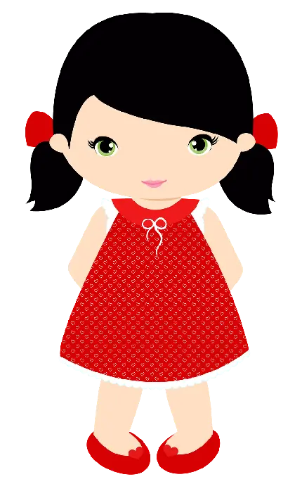 دانلود جدیدترین PNG فانتزی دختر بچه با لباس و کفش قرمزی