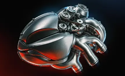 دانلود عکس استوک موتور دستگاه قلبی شکل فولادی با زمینه تیره