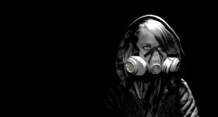 عکس پروفایل دختر با ماسک شیمیایی و فضای تاریک و ترسناک