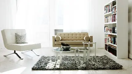 چاپ پوستر عکس منحصر به فرد و زیبا از نشیمن کوچک و نقلی با کتاب خانه قشنگ 