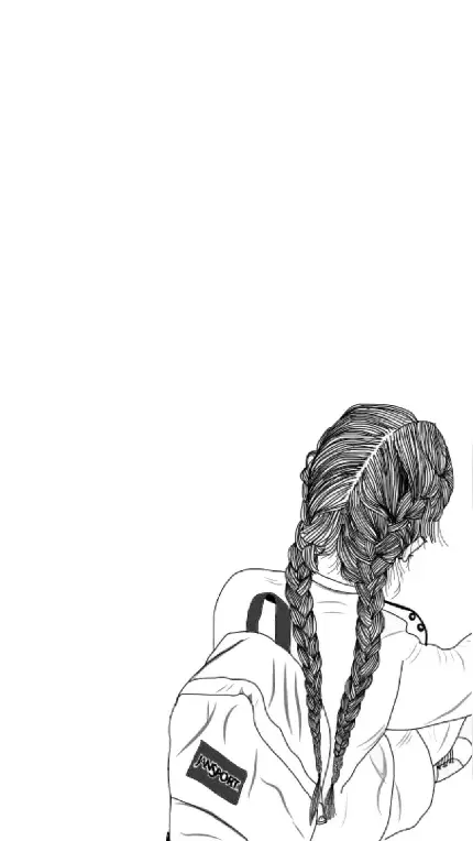 زیباترین والپیپر نقاشی دختر با کوله پشتی و موهای بافت شده 