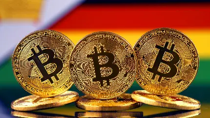 تصویر وسوسه برانگیز سکه های بیت کوین یا Bitcoin جذاب طلایی