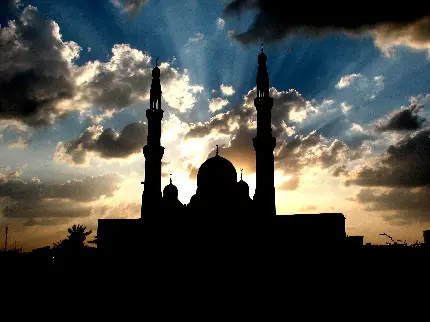 پروفایل قشنگ سایه مسجد با نماد ماه زیر آسمان زیبا