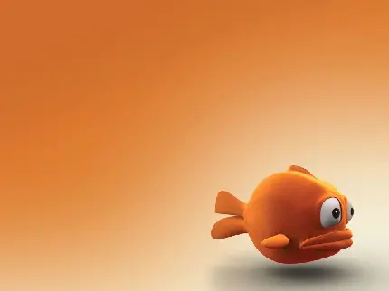 پس زمینه ناز ماهی کارتونی نارنجی غمزده مخصوص محیط دسکتاپ