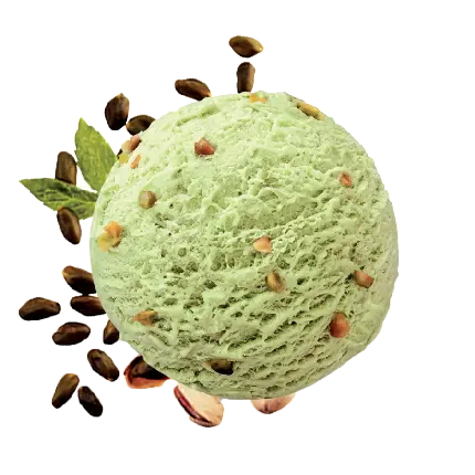  یک اسکوپ بستنی نعنایی تزئین شده با دانه های قهوه 