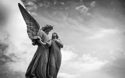 تصکیر استوک مجسمه فرشته سنگی با کیفیت فول اچ دی رایگان 