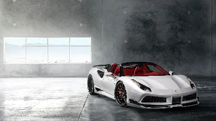 عکس فراری سفید Ferrari 488 برای زمینه کامپیوتر و لپ تاپ