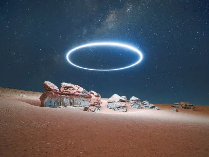 عکس آسمان شب با ماه و ستاره