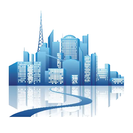 چاپ پوستر جدیدترین طرح گرافیکی شهر بزرگ با فرمت پی ان جی دور بریده شده آبی رنگ 