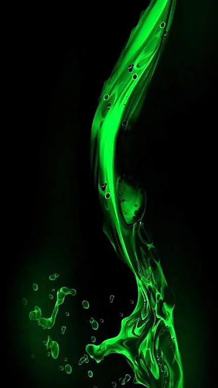 بک گراند شکوهمند سبز و مشکی با طرح مایع انتزاعی برای iphone