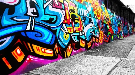 عکس پروفایل نقاشی دیواری با رنگ های شاد به سبک فانتزی و گرافیتی