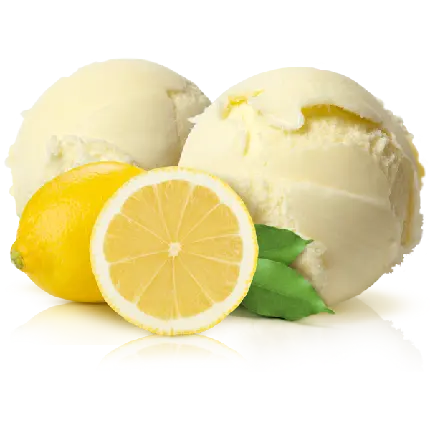 دانلود عکس پی ان جی PNG دو اسکوپ بستنی لیمویی به همراه لیمو 