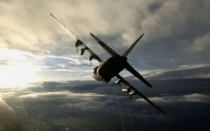 بک گراند پرواز هواپیمای باربری غول پیکر در آسمان زیبا