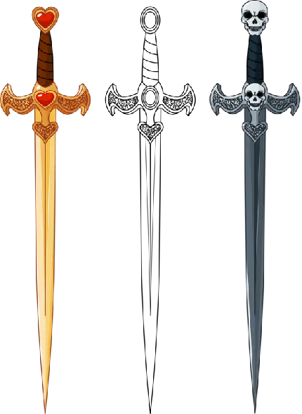 دانلود png سه نوع شمشیر متفاوت به صورت رایگان و با کیفیت بالا