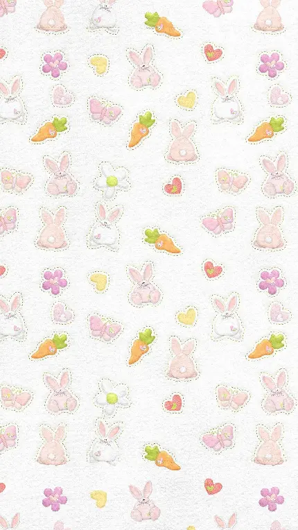 عکس زمینه از خرگوش و هویج گلدوزی شده با نقاشی دیجیتال