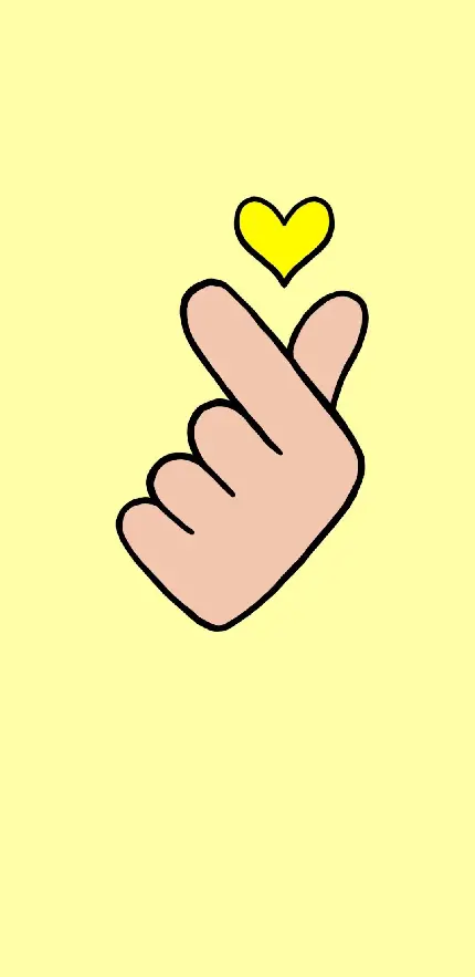 والپیپر زرد کمرنگ نقاشی قلب کره ای با دست مخصوص گوشی