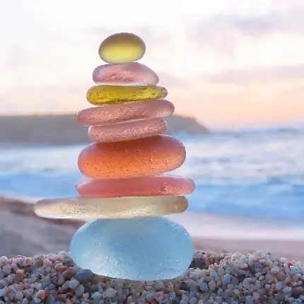 دانلود عکس سنگ های شیشه ای ساحلی با رنگ های ملایم و زیبا