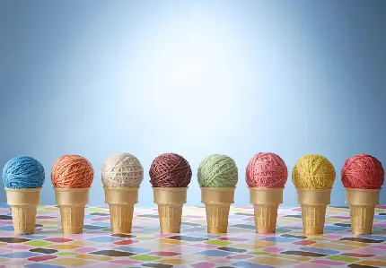 تصویر باحال بستنی قیفی در انواع رنگ و طعم مناسب تبلیغات اسنپ فود