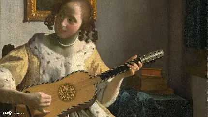 عکس نقاشی نوازنده گیتار اثر یوهانس فرمیر نقاش مشهور هلندی 