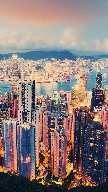 دانلود والپیپر شهر پیشرفته و تجاری هنگ کنگ مناسب فضای گوشی