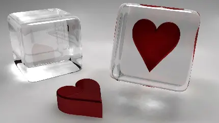 تصویر عاشقانه قلب قرمز شیشه ای برای ست شدن پروفایل زوج ها
