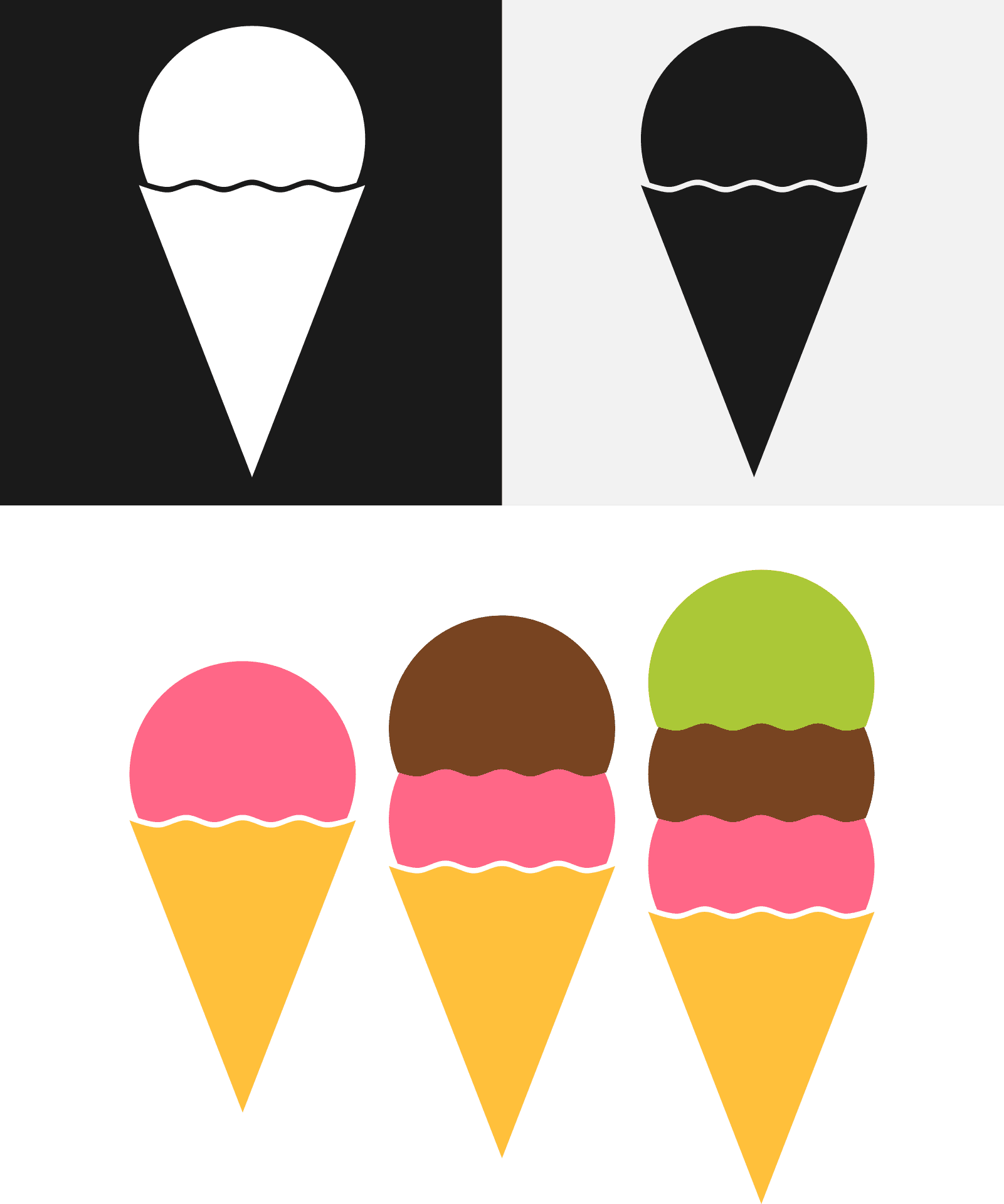 عکس پس زمینه از بستنی های اسکوپی در سه رنگ زیبا و کیوت