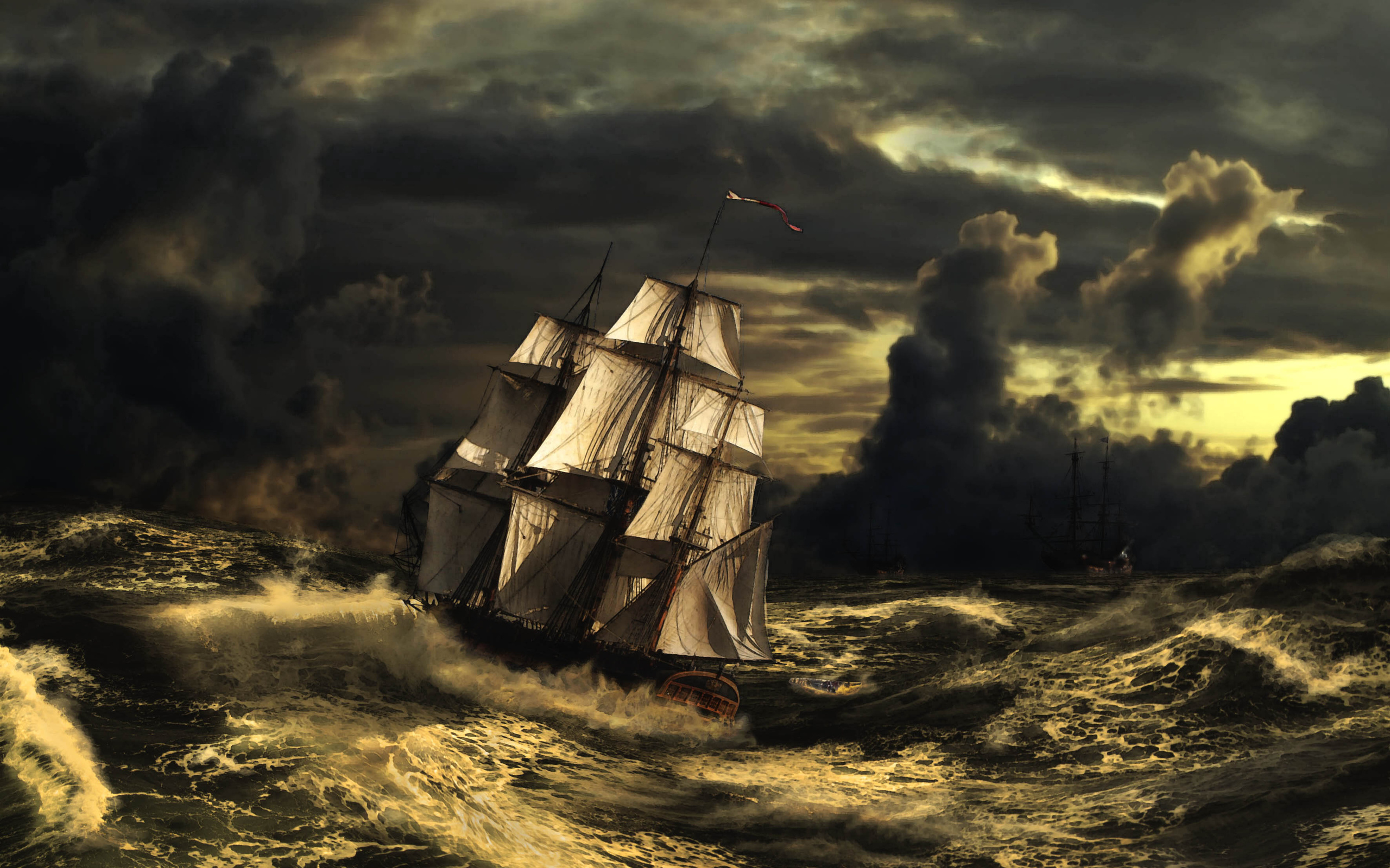 والپیپر تابلو کشتی دریایی طوفان زده برای رمان های مصور