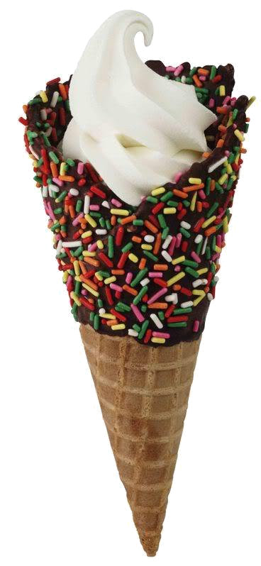 عکس بستنی قیفی وانیلی با قیف کاکائویی تزئین شده با اسمارتیز 