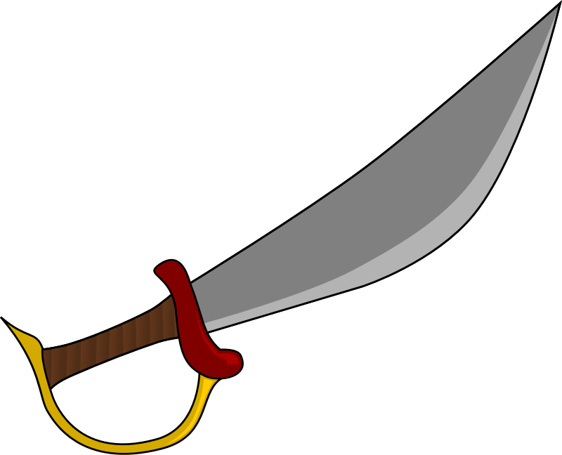 تصویر کارتونی شمشیر با تیغه پهن نقره ای به صورت دوربری شده