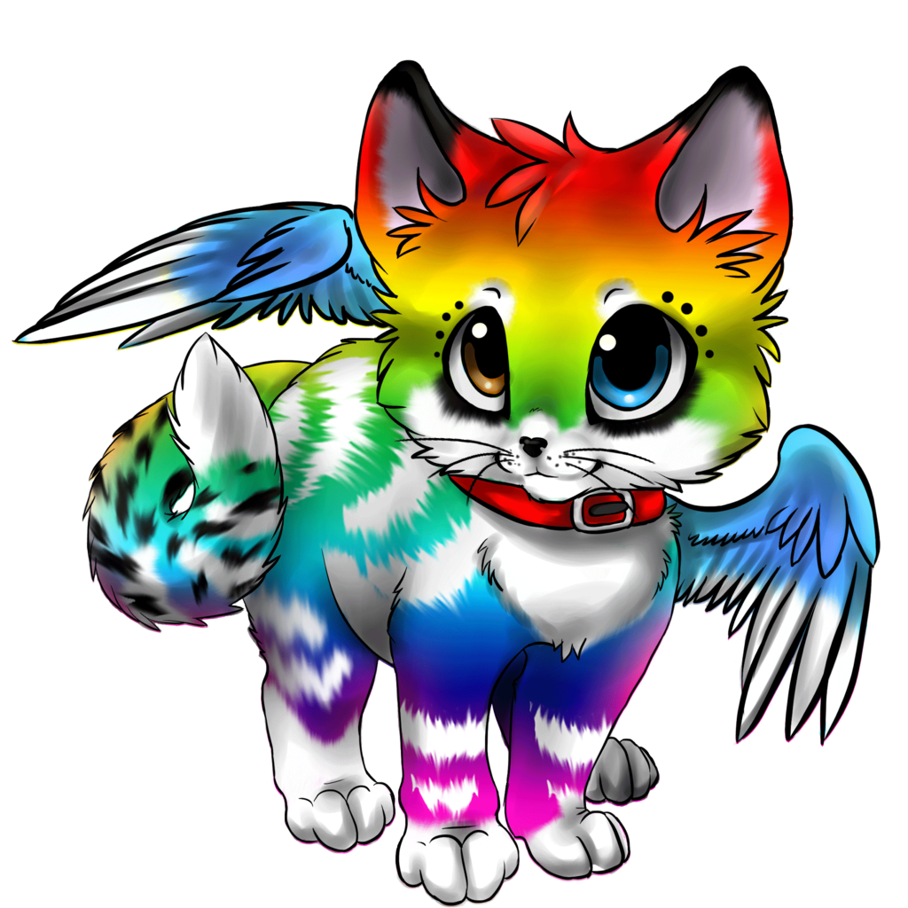 عکس گربه فرشته پرنده رنگارنگ PNG دوربریده شده و رایگان 