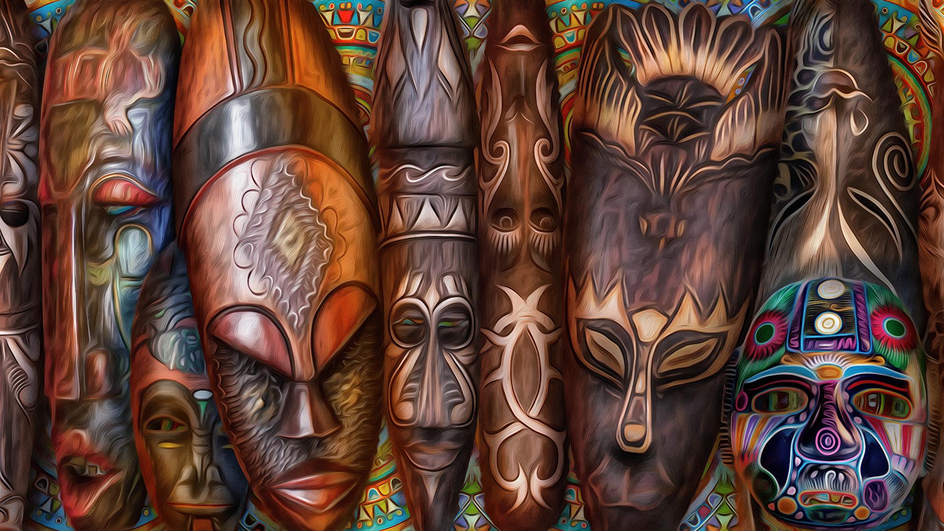 والپیپر ماسک های آفریقایی برای مراسم و تشریفات مختلف در بخشی از کشورهای جنوب صحرای آفریقا و صحرای کالاهاری