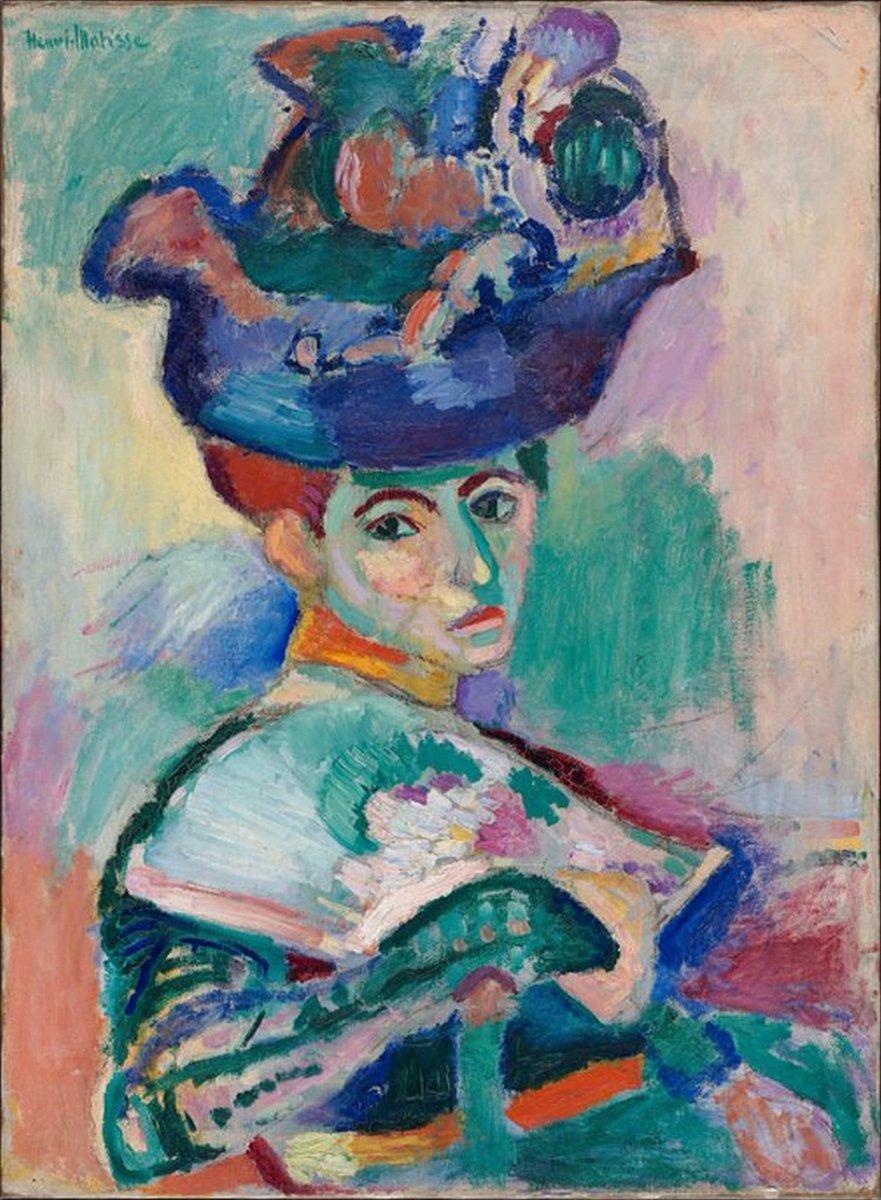 نقاشی معروف فوویسم به نام زنی با کلاه اثر هنری ماتیس 