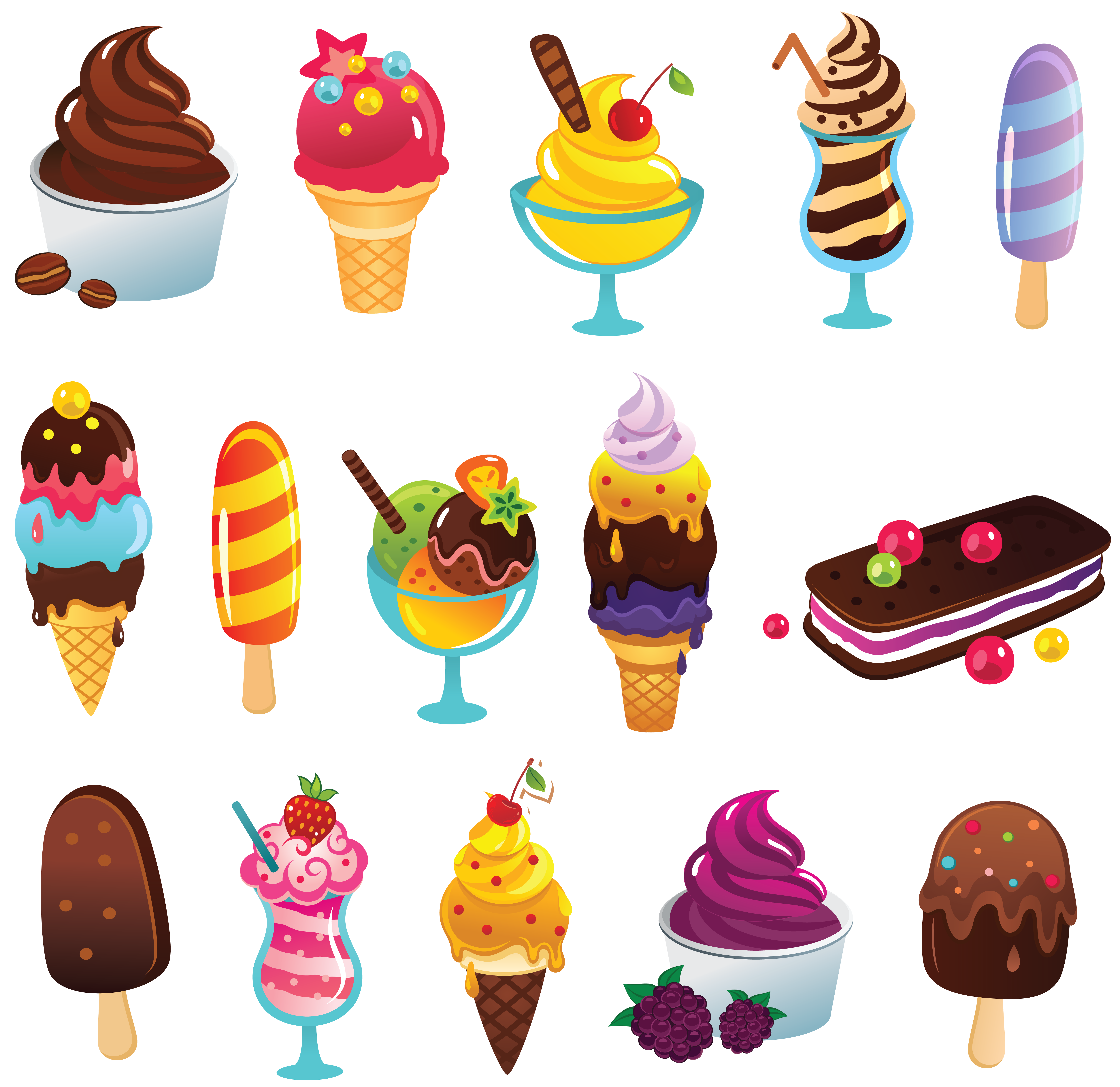 تصویر زمینه از بستنی های خوشمزه و متنوع میوه ای و کیک بستنی