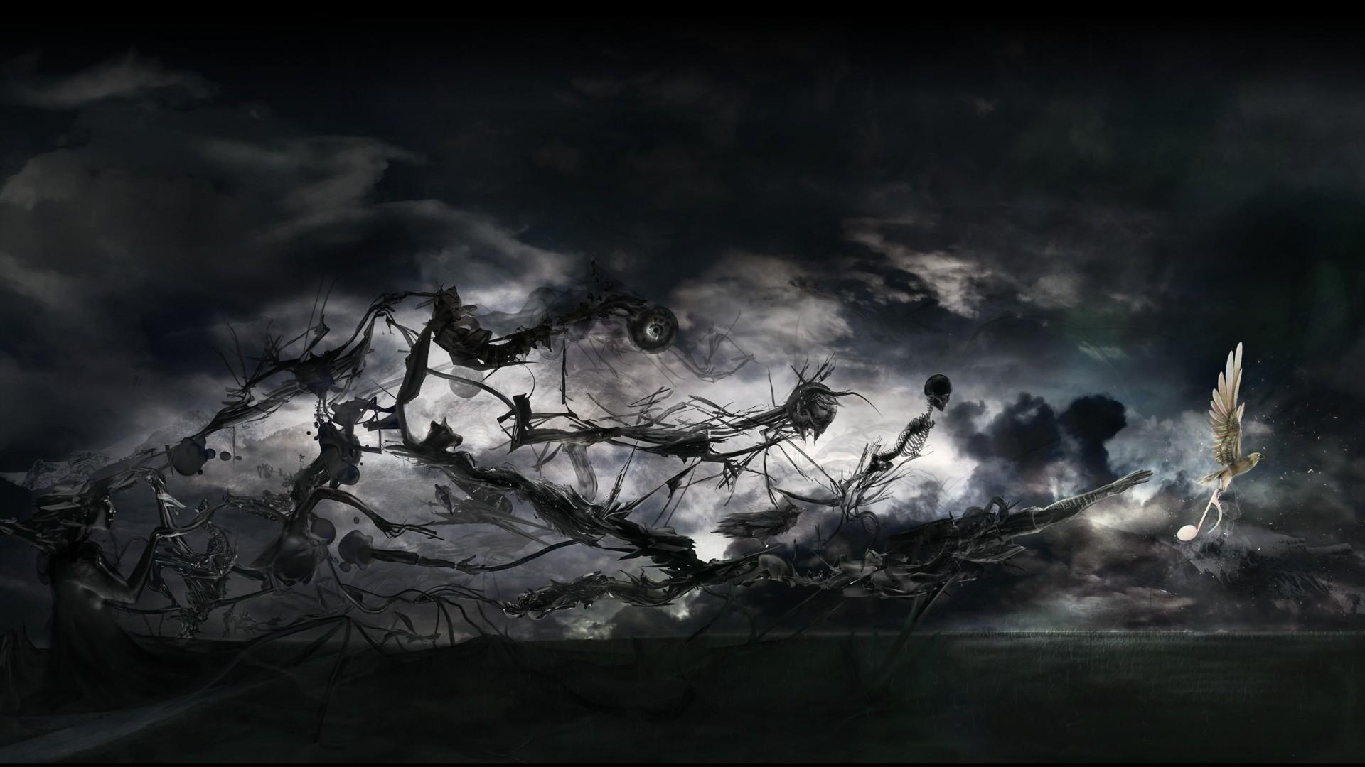 عکس استوک سیاه سفید ترسناک نقاشی به سبک surrealism 