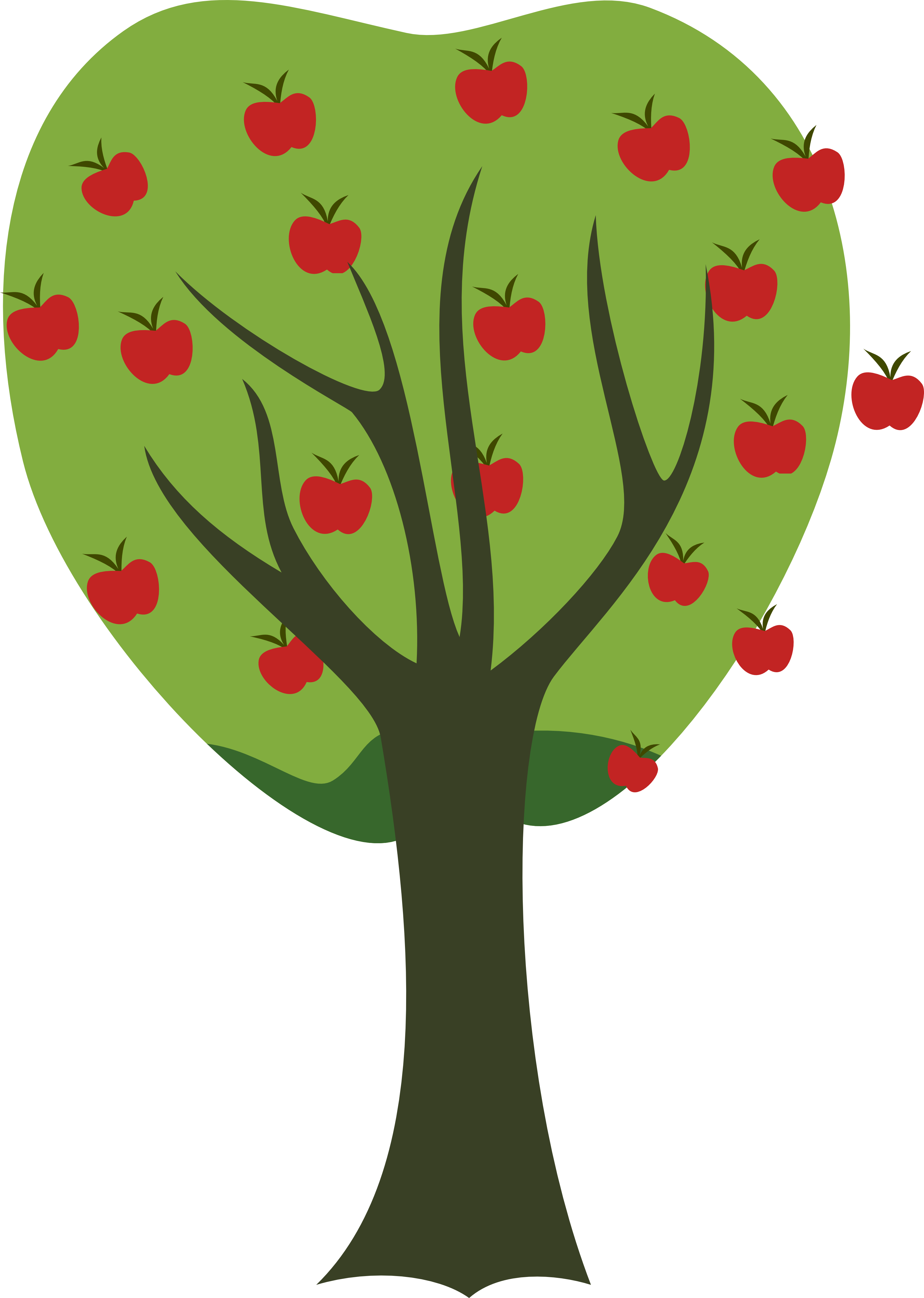 وکتور دوربری hd درخت قلبی با سیب های قرمز خوشمزه 