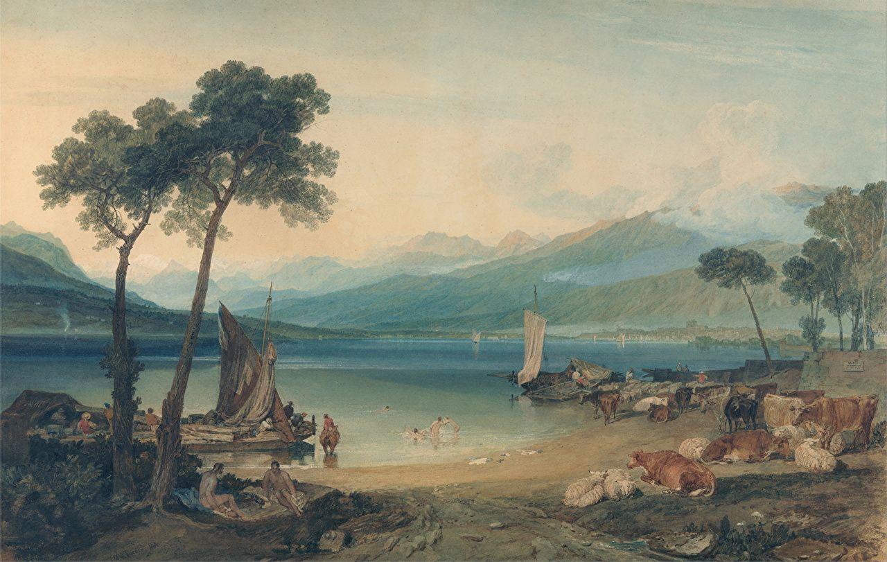 تصویر نقاشی محشر دریاچه لمن و مونت بلان از ویلیام ترنر