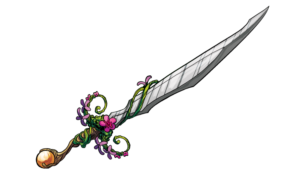 عکس شمشیر تیز و خوشگل با دسته گل و گیاه برای Photoshop