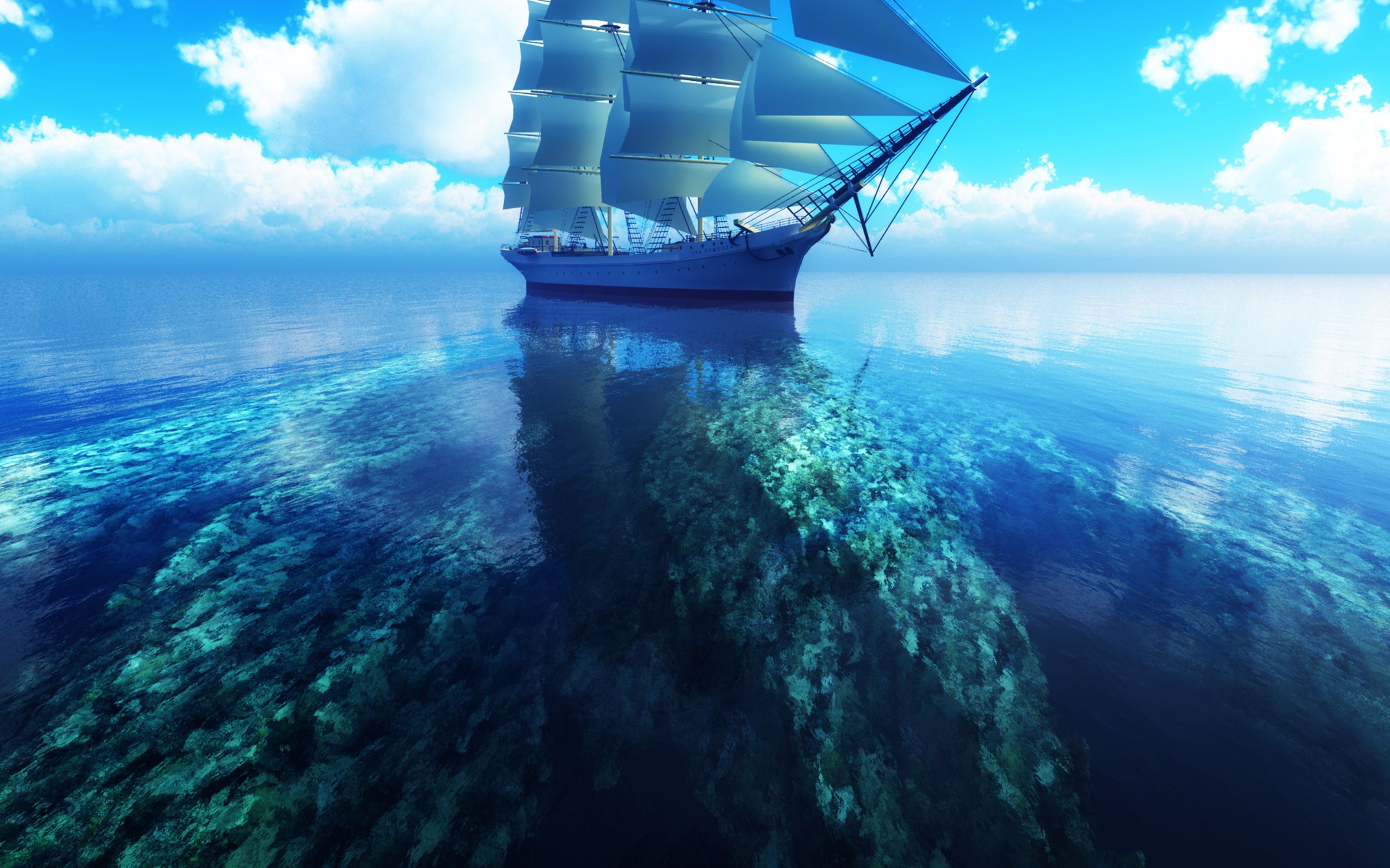 دانلود background کشتی شیک سفید رنگ بر دریای آبی شفاف