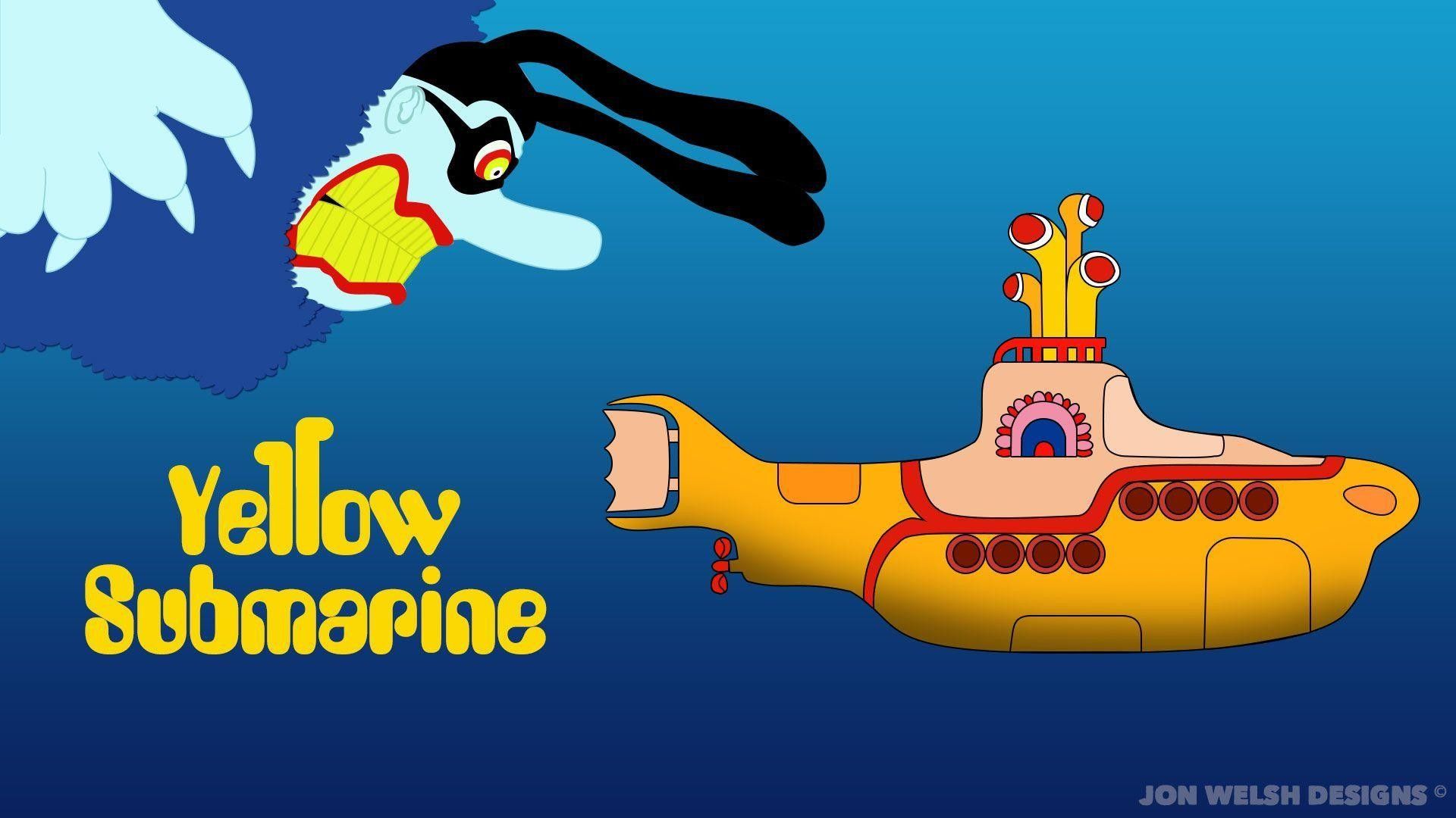  بک گراند شگفت انگیز از زیردریایی کارتونی زرد رنگ 