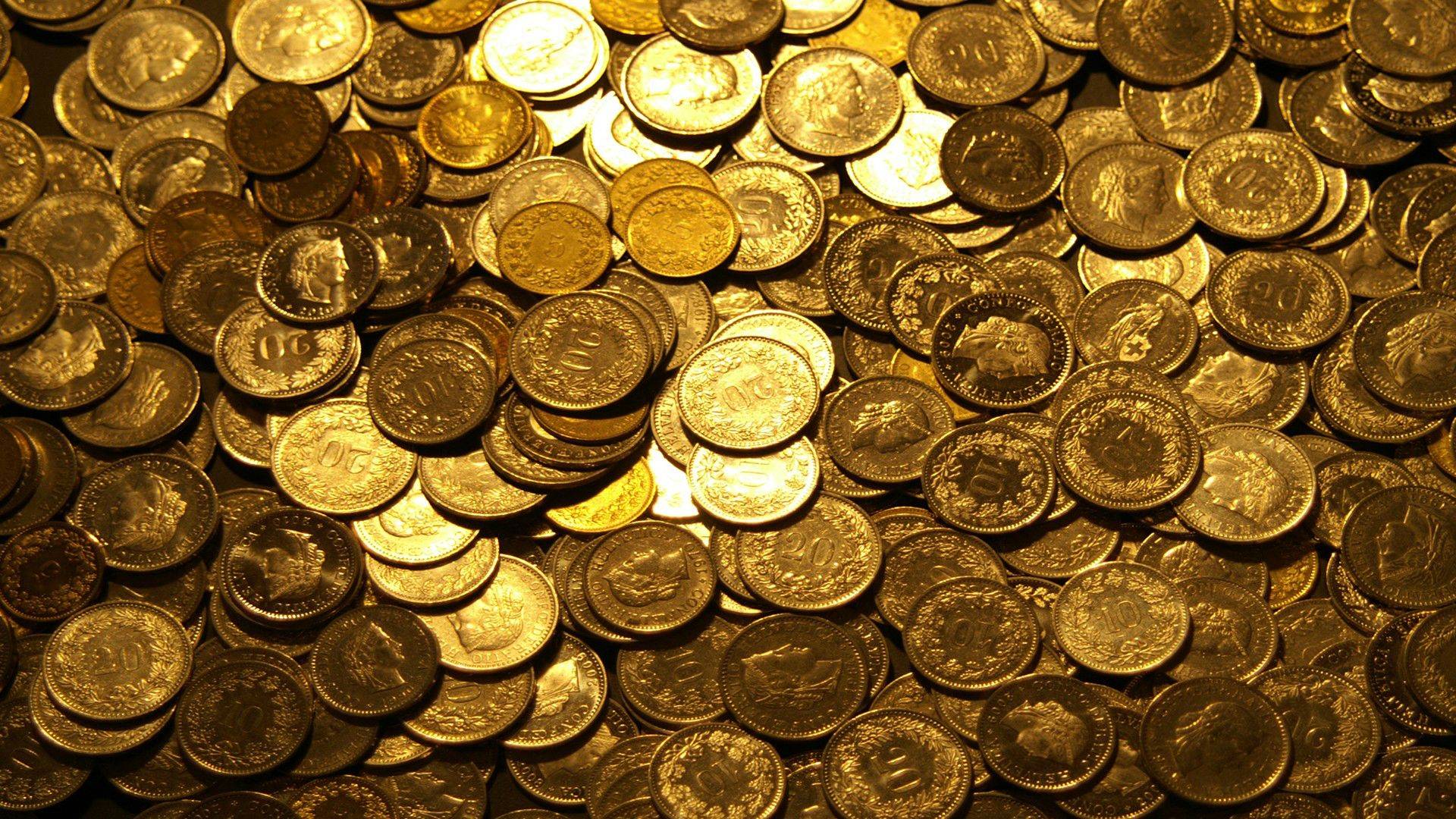 دانلود باکیفیت تصویر  تعداد زیادی سکه های طلایی رنگ 