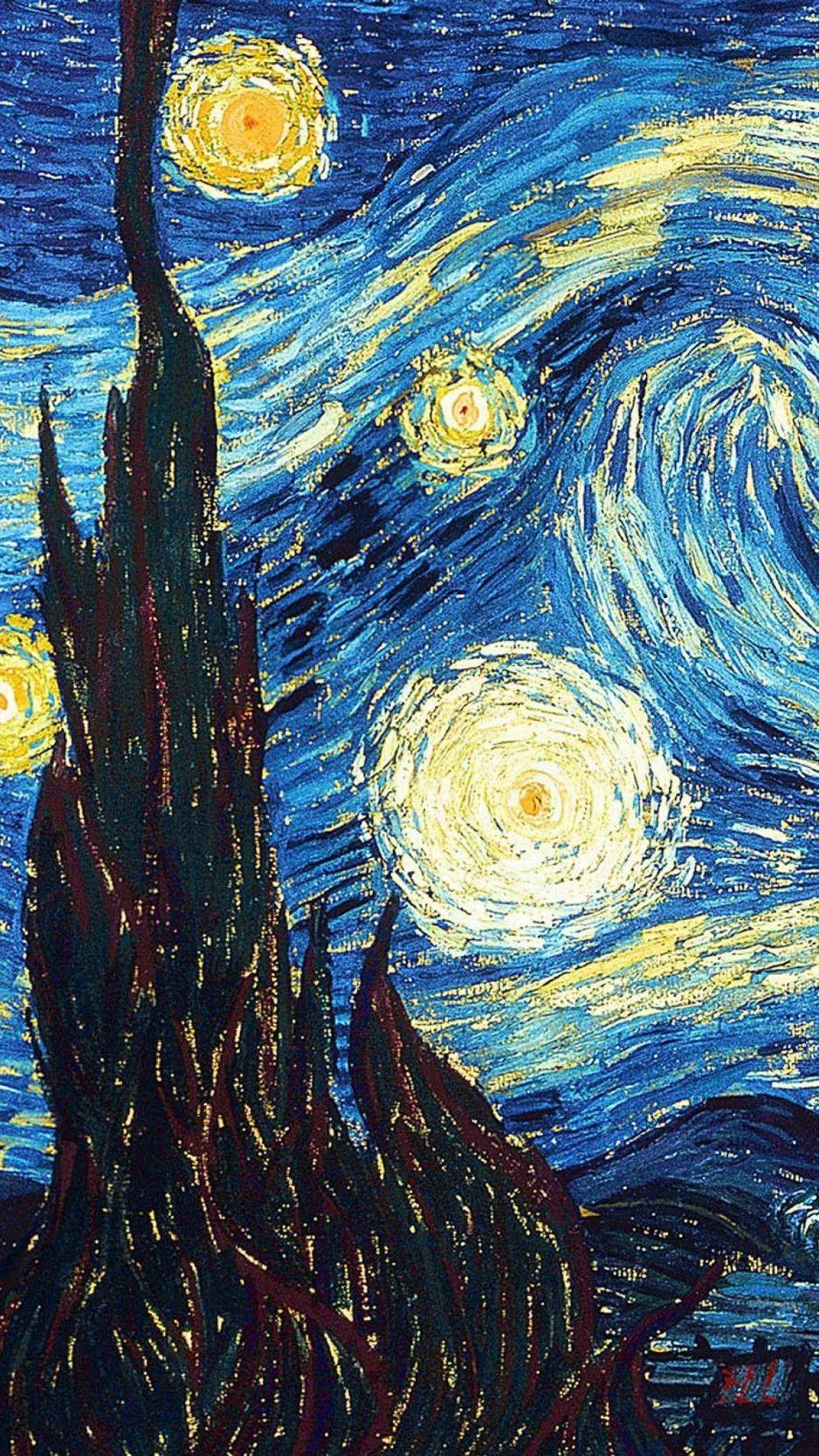 تابلو نقاشی شب پر ستاره مشهور ترین اثر ون گوگ 