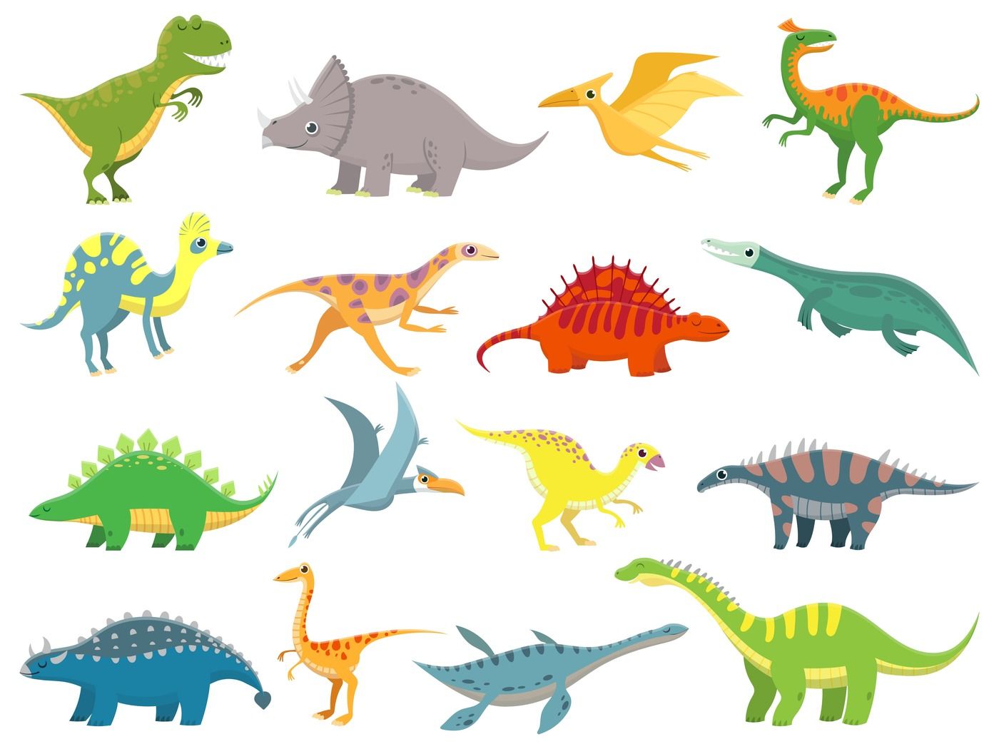 تصویر انواع مختلف نژادهای بچه دایناسور با رنگ آمیزی تماشایی